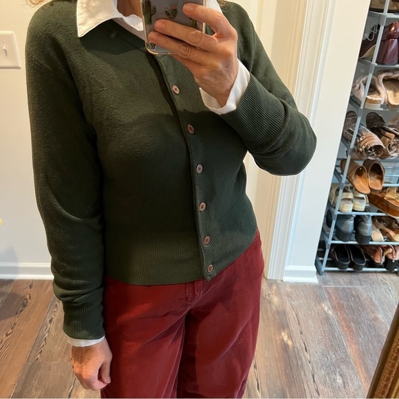 Vintage eXpress tricot green cropped cardigan sweater size small - Picture 3 of 9